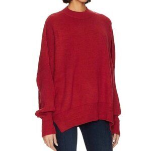 Free People Easy Street Tunic Sweater Oversized Slouchy Knit Red Women’s S